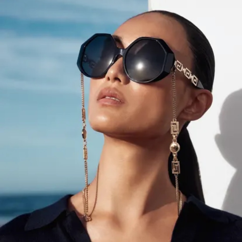 Versace Havana sunglasses with detachable chain